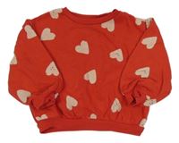 Červená oversize mikina se srdíčky M&S