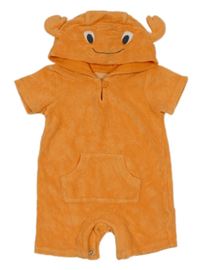 Oranžový froté kraťasový overal s kapsou a kapucí - krab M&S