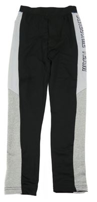 Černo-světlešedo-šedé funkční sportovní legíny s nápisem ERGEENOMIXX