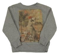 Šedá melírovaná mikina s dinosaurem Next