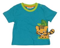 Modrozeleno-limetkové tričko s tygrem Liegelind
