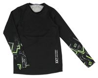 Černé sportovní triko s nápisy a vzorem 