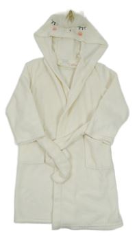 Smetanový plyšový župan s kapucí - jednorožec H&M