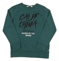 Petrolejová mikina s nápisy H&M