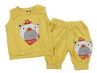 2set - Žluté tílko s medvědem + kraťasy
