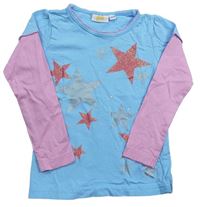 Modro-růžové triko s hvězdičkami Kids 