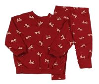 2set - Tmavočervená mikina s mašlemi + teplé legíny H&M