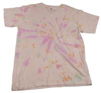 Růžové batikované tričko zn. Fruit of the Loom