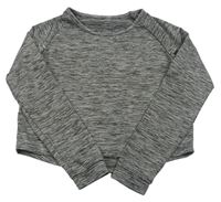 Šedé melírované sportovní crop triko