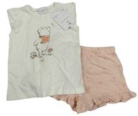 2set - Smetanové tričko s Púem + růžové bavlněné kraťasy Disney