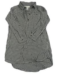 Černo-bílé kostkované košilové šaty H&M