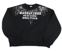 Černá oversize mikina se nápisem a hvězdami z flitrů zn. River Island
