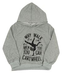 Šedá melírovaná mikina s gymnastkou a kapucí Shein