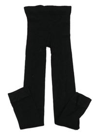 Černé žebrované punčochové legíny