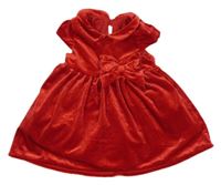 Červené sametové šaty s mašlí H&M