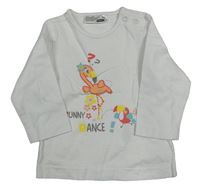 Bílé triko s plameňákem a tukanem Ergee