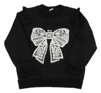 Černá mikina s mašlí a volánky Shein