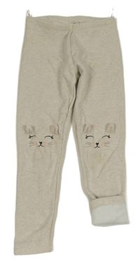 Béžové melírované zateplené legíny s kočkami C&A