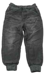 Tmavošedé teplákové cuff rifle s úpletovým pasem Infinity Kids