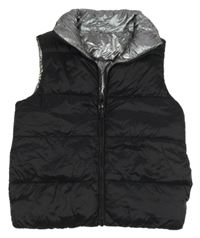 Černá šusťáková zateplená oboustranná vesta Primark