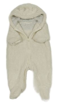 Smetanová chlupatá kombinéza s kapucí Next