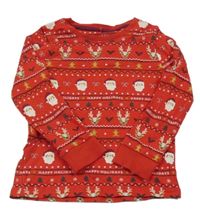 Červené vzorované triko se Santy a soby George