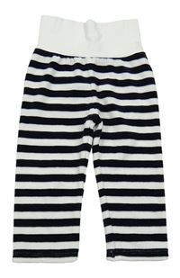 Bílo-černé pruhované sametové tepláky Steiff