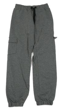 Tmavošedé melírované cargo tepláky