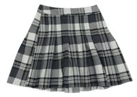 Tmavošedo-černo-bílá kostkovaná skládaná sukně New Look