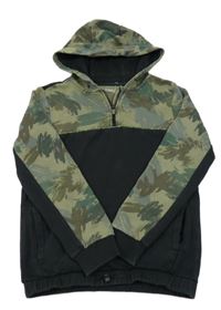 Khaki-černá mikina se vzorem a kapucí Nutmeg