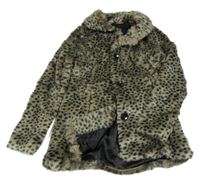 Hnědá kožešinová podšitá bunda s leopardím vzorem George