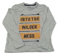 Šedé melírované triko s nápisem a šípy Pepperts