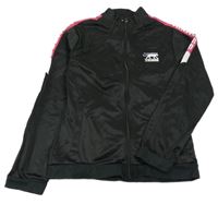 Černá sportovní propínací mikina s potiskem