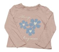 Růžové triko s květinami Primark