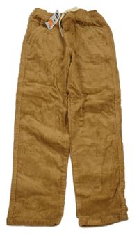 Nové - Hnědé manšestrové jogger kalhoty Dunnes