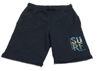 Tmavomodré teplákové kraťasy s nápisem X-Mail