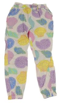 Světlerůžové lehké kalhoty s mušlemi Yigga