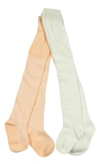 2x punčocháče - meruňkové + bílé