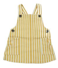 Smetanovo-okrové pruhované riflové laclové šaty F&F