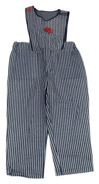 Modro-tmavomodré pruhované laclové kalhoty s kotvou