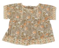 Hnědá květovaná halenka Vertbaudet