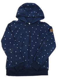 Tmavomodrá puntíkatá fleecová mikina s kapucí Yigga