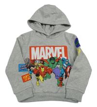 Šedá melírovaná mikina s Avengers a kapucí Marvel