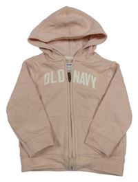 Světlerůžová propínací mikina s logem a kapucí Old Navy