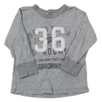 Šedé pruhované triko s číslem a nápisem H&M