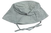 Šedo-bílý pruhovaný plátěný klobouk zn. H&M