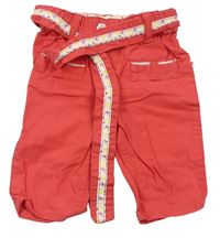 Červené plátěné kalhoty s páskem Ergee