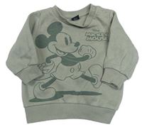 Khaki mikina s Mickeym zn. Primark