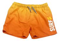 Oranžovo-žluté plážové kraťasy s nápisem C&A