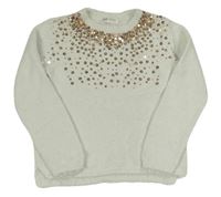 Bílý chlupatý svetr s flitry H&M